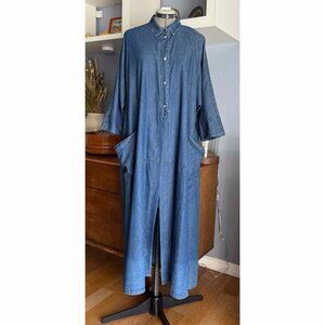 Alembika Luz Ombré Trapeze Maxi Dress Chambray Denim Oversized Sz S 8-12
